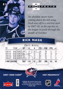 2007-08 Fleer Hot Prospects #81 Rick Nash Back