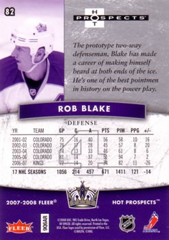 2007-08 Fleer Hot Prospects #82 Rob Blake Back