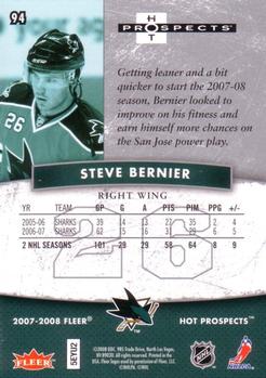 2007-08 Fleer Hot Prospects #94 Steve Bernier Back