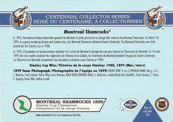1992-93 High Liner Stanley Cup #4 Montreal Shamrocks Back