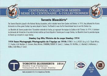 1992-93 High Liner Stanley Cup #9 Toronto Blueshirts Back