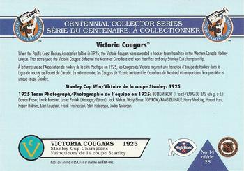 1992-93 High Liner Stanley Cup #14 Victoria Cougars Back