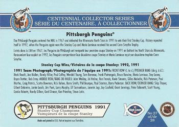 1992-93 High Liner Stanley Cup #27 Pittsburgh Penguins Back