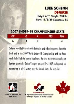 2007-08 In The Game O Canada #13 Luke Schenn Back