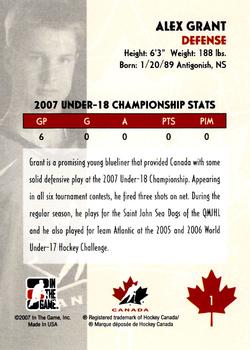 2007-08 In The Game O Canada #1 Alex Grant Back
