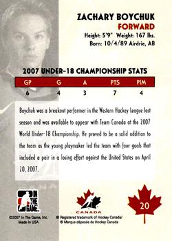 2007-08 In The Game O Canada #20 Zach Boychuk Back