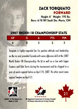 2007-08 In The Game O Canada #21 Zack Torquato Back