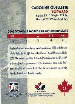 2007-08 In The Game O Canada #23 Caroline Ouellette Back