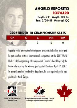 2007-08 In The Game O Canada #2 Angelo Esposito Back