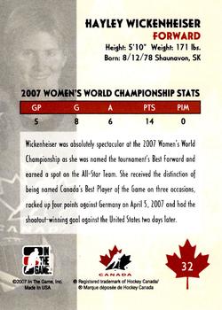 2007-08 In The Game O Canada #32 Hayley Wickenheiser Back