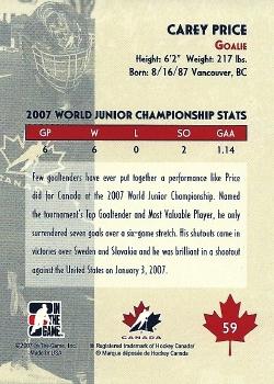 2007-08 In The Game O Canada #59 Carey Price Back