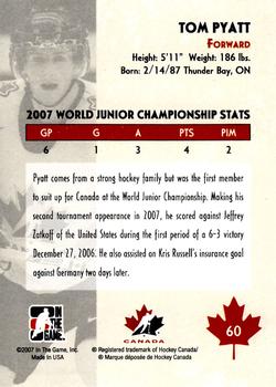 2007-08 In The Game O Canada #60 Tom Pyatt Back