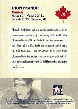 2007-08 In The Game O Canada #70 Dion Phaneuf Back