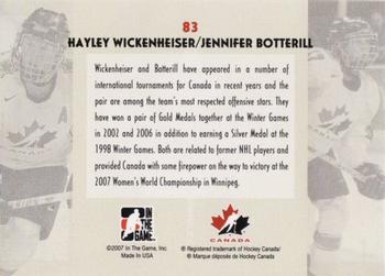 2007-08 In The Game O Canada #83 Hayley Wickenheiser / Jennifer Botterill Back