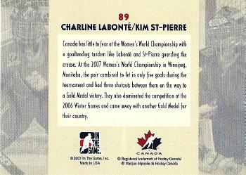 2007-08 In The Game O Canada #89 Charline Labonte / Kim St-Pierre Back