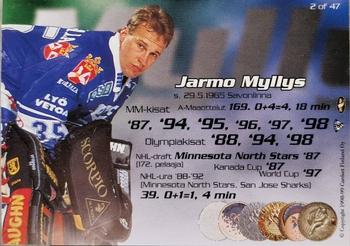 1998-99 Cardset Finland - Finnish National Team #2 Jarmo Myllys Back
