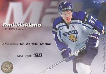 1998-99 Cardset Finland - Finnish National Team #32 Toni Mäkiaho Back