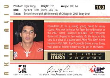 2007-08 In The Game Heroes and Prospects #103 Akim Aliu Back
