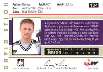 2007-08 In The Game Heroes and Prospects #134 David Stich Back