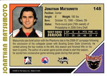 2007-08 In The Game Heroes and Prospects #148 Jonathan Matsumoto Back