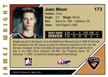 2007-08 In The Game Heroes and Prospects #173 James Wright Back