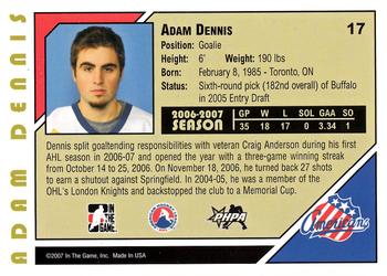 2007-08 In The Game Heroes and Prospects #17 Adam Dennis Back