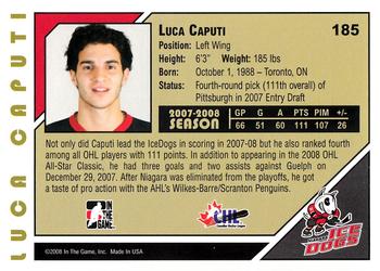 2007-08 In The Game Heroes and Prospects #185 Luca Caputi Back