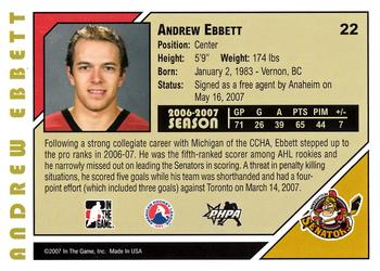 2007-08 In The Game Heroes and Prospects #22 Andrew Ebbett Back
