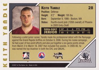 2007-08 In The Game Heroes and Prospects #28 Keith Yandle Back