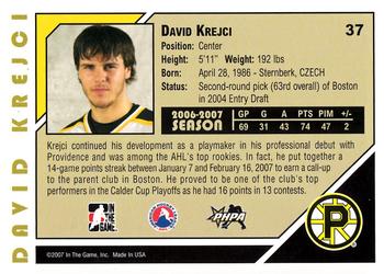 2007-08 In The Game Heroes and Prospects #37 David Krejci Back
