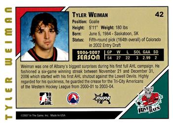 2007-08 In The Game Heroes and Prospects #42 Tyler Weiman Back