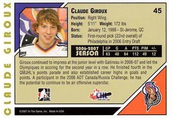 2007-08 In The Game Heroes and Prospects #45 Claude Giroux Back