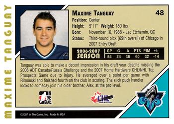 2007-08 In The Game Heroes and Prospects #48 Maxime Tanguay Back
