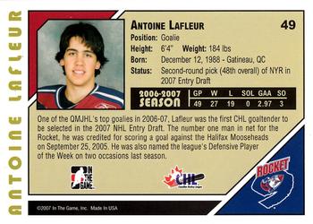 2007-08 In The Game Heroes and Prospects #49 Antoine Lafleur Back