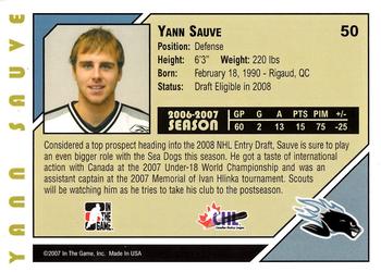 2007-08 In The Game Heroes and Prospects #50 Yann Sauve Back