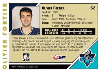 2007-08 In The Game Heroes and Prospects #52 Olivier Fortier Back