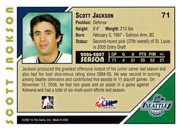 2007-08 In The Game Heroes and Prospects #71 Scott Jackson Back