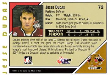 2007-08 In The Game Heroes and Prospects #72 Jesse Dudas Back