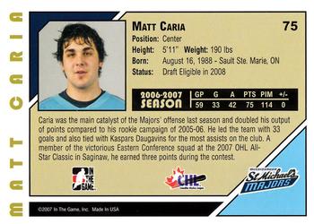 2007-08 In The Game Heroes and Prospects #75 Matt Caria Back