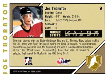 2007-08 In The Game Heroes and Prospects #9 Joe Thornton Back