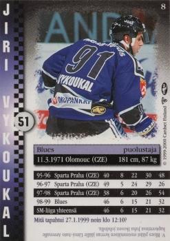 1999-00 Cardset Finland #8 Jiri Vykoukal Back