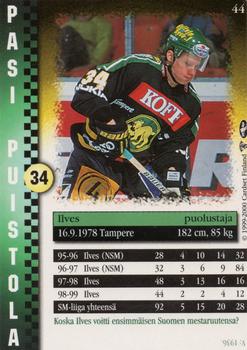 1999-00 Cardset Finland #44 Pasi Puistola Back