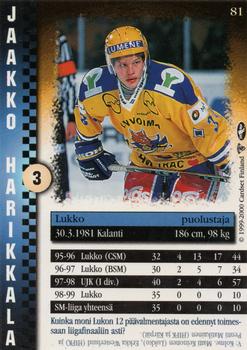 1999-00 Cardset Finland #81 Jaakko Harikkala Back