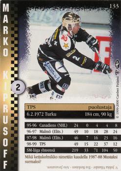 1999-00 Cardset Finland #133 Marko Kiprusoff Back