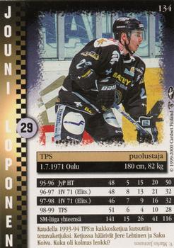 1999-00 Cardset Finland #134 Jouni Loponen Back