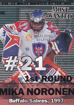 1999-00 Cardset Finland - Most Wanted #7 Mika Noronen Front