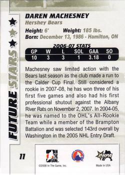 2007-08 In The Game Between the Pipes #11 Daren Machesney Back
