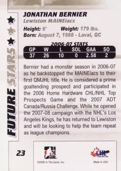 2007-08 In The Game Between the Pipes #23 Jonathan Bernier Back