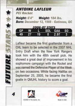 2007-08 In The Game Between the Pipes #4 Antoine Lafleur Back