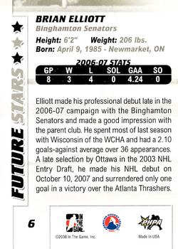 2007-08 In The Game Between the Pipes #6 Brian Elliott Back